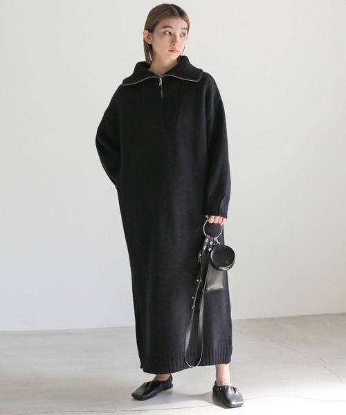 select MOCA（セレクトモカ）の「ハーフジップロングニットワンピース