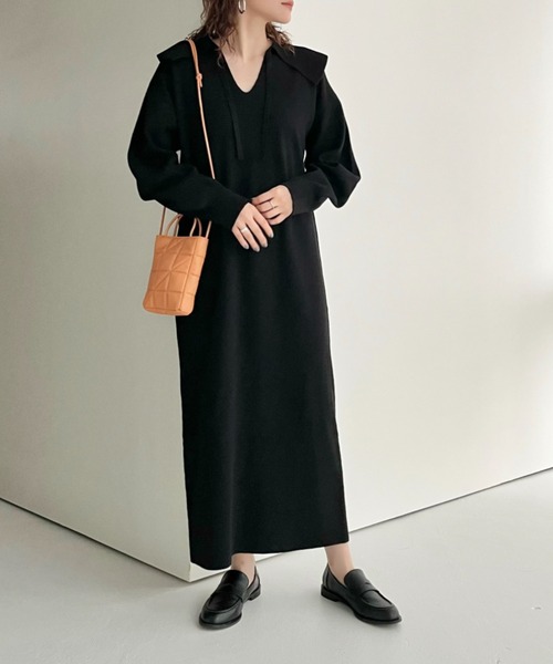 LOWRYS FARM（ローリーズファーム）の「２ＷＡＹエリツキニットワンピース 　123096（ワンピース・レディース・ブラウン/イエロー/ブラック・FREE）」の2枚目の写真