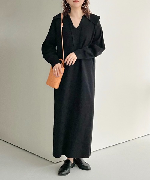 LOWRYS FARM（ローリーズファーム）の「２ＷＡＹエリツキニットワンピース 　123096（ワンピース・レディース・ブラウン/イエロー/ブラック・FREE）」の5枚目の写真