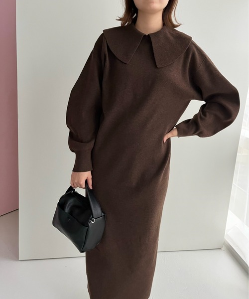 LOWRYS FARM（ローリーズファーム）の「２ＷＡＹエリツキニットワンピース 　123096（ワンピース・レディース・ブラウン/イエロー/ブラック・FREE）」の7枚目の写真