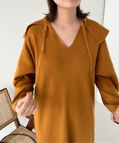 LOWRYS FARM（ローリーズファーム）の「２ＷＡＹエリツキニットワンピース 　123096（ワンピース・レディース・ブラウン/イエロー/ブラック・FREE）」の14枚目の写真