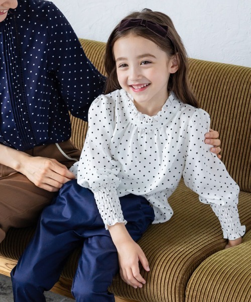 lulpini（ルルピー二）の「kids ドットパフショルダーブラウス（シャツ/ブラウス・キッズ・オフホワイト/ブラック・S/M/L）」の10枚目の写真