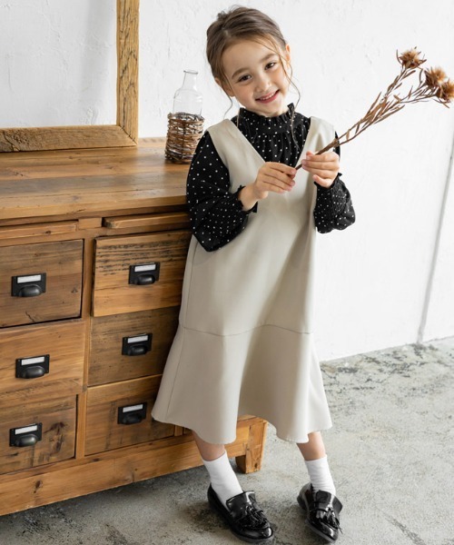 lulpini（ルルピー二）の「kids ドットパフショルダーブラウス（シャツ/ブラウス・キッズ・オフホワイト/ブラック・S/M/L）」の14枚目の写真