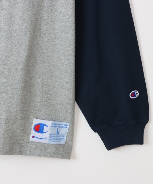 Champion(チャンピオン)の「【Champion/チャンピオン】メンズ アクションスタイル ロングスリーブラグランTシャツ(Tシャツ/カットソー・メンズ・グレー/ホワイト×レッド/ホワイト×ブラック/グレー系その他3・X-LARGE/LARGE/MEDIUM/SMALL)」の6枚目の写真