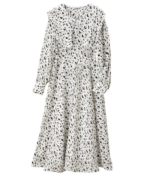 GeeRA（ジーラ）の「セーラーカラープリントワンピース（ワンピース・レディース・ブラック/オフホワイト・SMALL/MEDIUM/LARGE）」の6枚目の写真