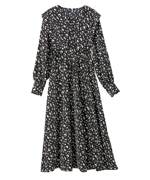 GeeRA（ジーラ）の「セーラーカラープリントワンピース（ワンピース・レディース・ブラック/オフホワイト・SMALL/MEDIUM/LARGE）」の5枚目の写真