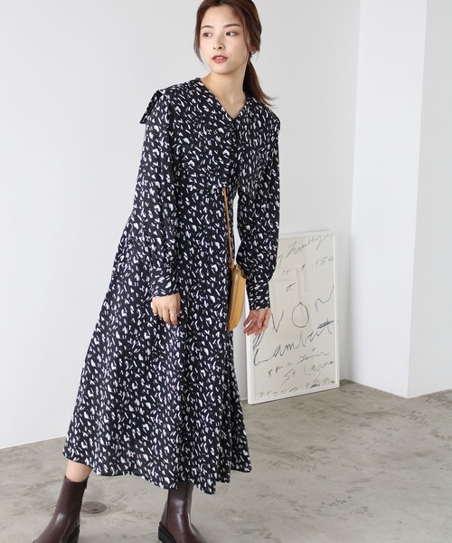 GeeRA（ジーラ）の「セーラーカラープリントワンピース（ワンピース・レディース・ブラック/オフホワイト・SMALL/MEDIUM/LARGE）」の16枚目の写真