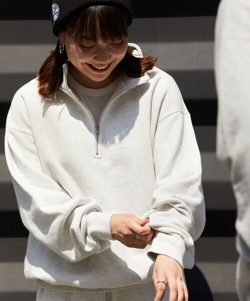 FREAK'S STORE(フリークスストア)の「FREAK'S STORE/フリークスストア ヘビーウェイト 裏毛 ハーフジップスウェット/フーディ/ビックシルエット/ヘビーオンス(スウェット・メンズ・グレー/ブラック/ネイビー/ライトグレー・SMALL/LARGE/MEDIUM)」の9枚目の写真