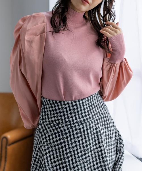 clear（クリア）の「パワーショルダーニットトップス（ニット/セーター・レディース・ブラック/オフホワイト/ピンク/ブルーグレー・F）」の4枚目の写真