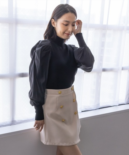 clear（クリア）の「パワーショルダーニットトップス（ニット/セーター・レディース・ブラック/オフホワイト/ピンク/ブルーグレー・F）」の14枚目の写真