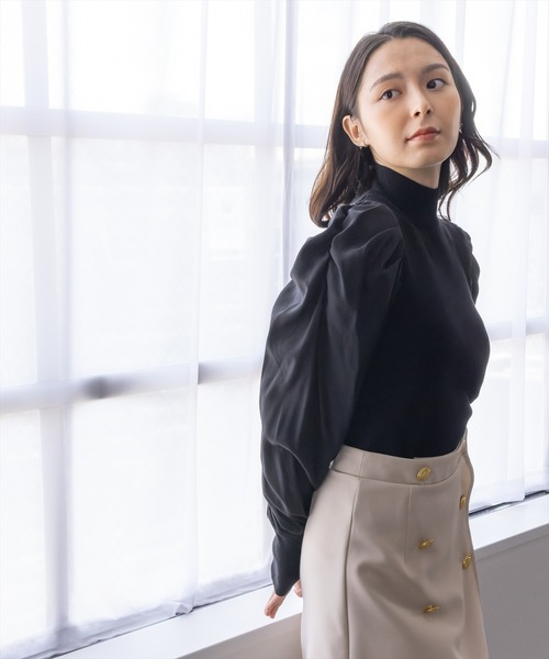 clear（クリア）の「パワーショルダーニットトップス（ニット/セーター・レディース・ブラック/オフホワイト/ピンク/ブルーグレー・F）」の13枚目の写真