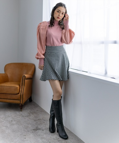 clear（クリア）の「パワーショルダーニットトップス（ニット/セーター・レディース・ブラック/オフホワイト/ピンク/ブルーグレー・F）」の18枚目の写真