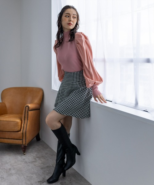 clear（クリア）の「パワーショルダーニットトップス（ニット/セーター・レディース・ブラック/オフホワイト/ピンク/ブルーグレー・F）」の19枚目の写真