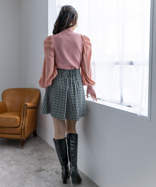 clear（クリア）の「パワーショルダーニットトップス（ニット/セーター・レディース・ブラック/オフホワイト/ピンク/ブルーグレー・F）」の21枚目の写真