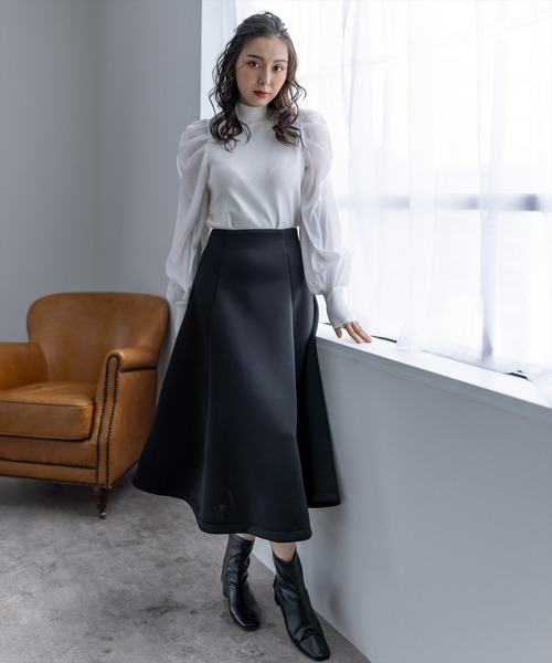 clear（クリア）の「パワーショルダーニットトップス（ニット/セーター・レディース・ブラック/オフホワイト/ピンク/ブルーグレー・F）」の7枚目の写真