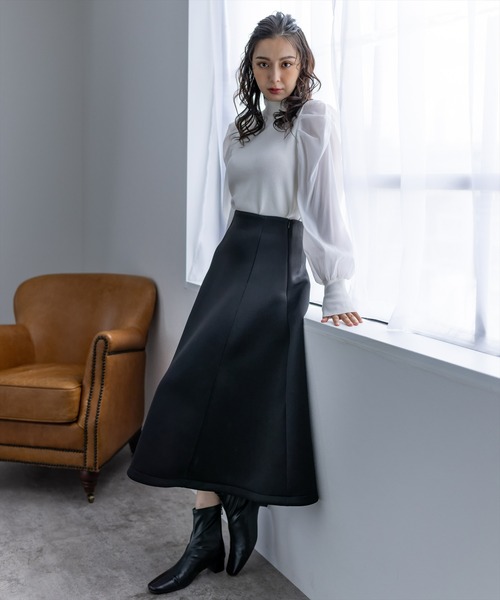 clear（クリア）の「パワーショルダーニットトップス（ニット/セーター・レディース・ブラック/オフホワイト/ピンク/ブルーグレー・F）」の8枚目の写真