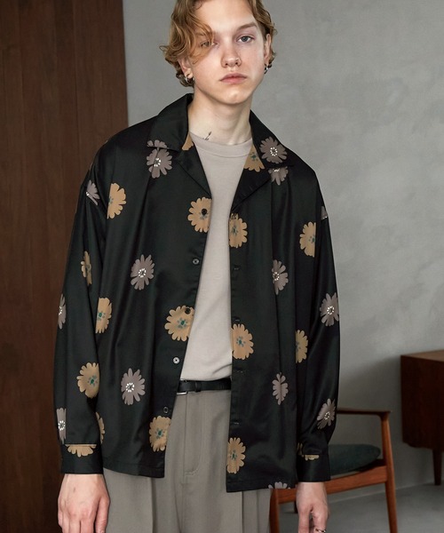 EMMA CLOTHES（エマクローズ）の「ルーズオーバーオープンカラーマルチパターンL/Sシャツ EMMA CLOTHES（シャツ/ブラウス・メンズ・ダークグリーン/ブルー系その他/バーガンディー/ブラック系その他/グレー系その他/ブラック・M/L）」の8枚目の写真