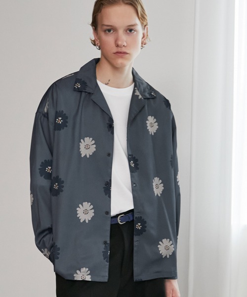 ルーズオーバーオープンカラーマルチパターンL/Sシャツ EMMA CLOTHES