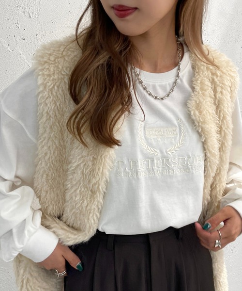 apres jour mignon(アプレジュールミニョン)の「アソートTシャツ【ZOZOTOWN限定アイテム】(Tシャツ/カットソー・レディース・ブラック系その他/ブラック/ホワイト系その他/アイボリー/ベージュ系その他/ライトベージュ/オフホワイト/ホワイト系その他2・フリー/X-LARGE)」の2枚目の写真