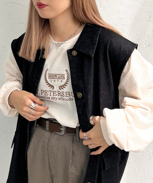 apres jour mignon(アプレジュールミニョン)の「アソートTシャツ【ZOZOTOWN限定アイテム】(Tシャツ/カットソー・レディース・ブラック系その他/ブラック/ホワイト系その他/アイボリー/ベージュ系その他/ライトベージュ/オフホワイト/ホワイト系その他2・フリー/X-LARGE)」の3枚目の写真
