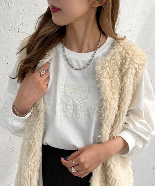 apres jour mignon(アプレジュールミニョン)の「アソートTシャツ【ZOZOTOWN限定アイテム】(Tシャツ/カットソー・レディース・ブラック系その他/ブラック/ホワイト系その他/アイボリー/ベージュ系その他/ライトベージュ/オフホワイト/ホワイト系その他2・フリー/X-LARGE)」の9枚目の写真