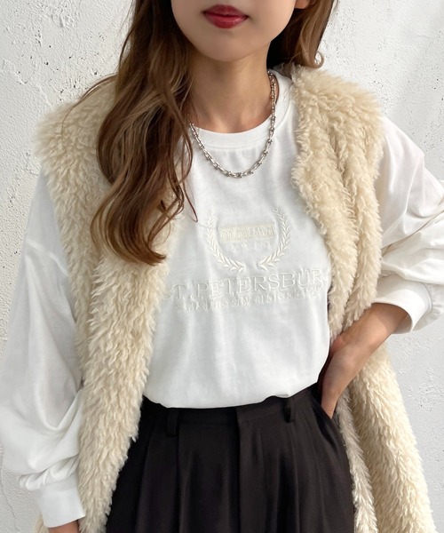 apres jour mignon(アプレジュールミニョン)の「アソートTシャツ【ZOZOTOWN限定アイテム】(Tシャツ/カットソー・レディース・ブラック系その他/ブラック/ホワイト系その他/アイボリー/ベージュ系その他/ライトベージュ/オフホワイト/ホワイト系その他2・フリー/X-LARGE)」の10枚目の写真