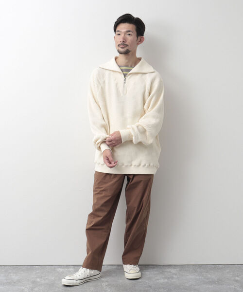 CLASS / 22SS/BIG WAFFLE HALF ZIP/ハーフジップスウェット/SIZE:3/WHT/CCAA16UNIA セール】【Si/エスアイ】waffle half zip shirt ハーフジップ