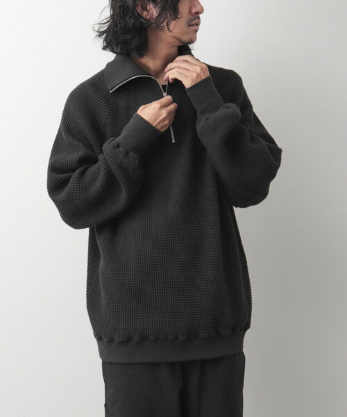 セール】【Si/エスアイ】waffle half zip shirt ハーフジップ