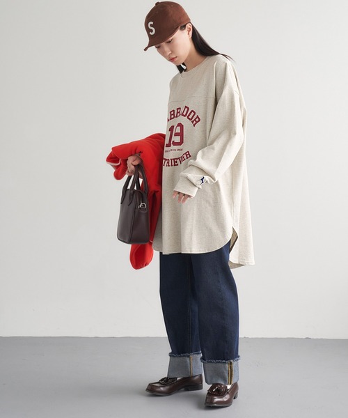 Labrador Retriever(ラブラドールリトリーバー)の「Labrador Retriever/ラブラドールレトリーバー 別注フットボールロングTシャツ(Tシャツ/カットソー・レディース・ホワイト/グリーン/アイボリー/スミクロ・FREE)」の15枚目の写真