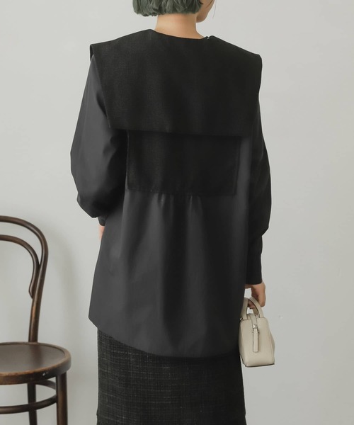 SENSE OF PLACE by URBAN RESEARCH(センスオブプレイスバイアーバンリサーチ)の「スクエアカラーツイードドッキングブラウス(シャツ/ブラウス・レディース・ホワイト系その他/ブラック系その他/オレンジ系その他・ONE)」の5枚目の写真