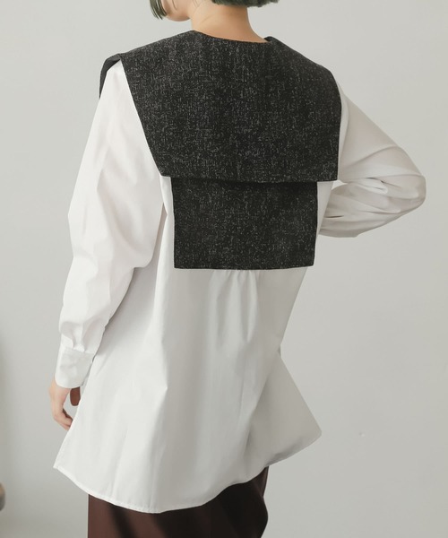 SENSE OF PLACE by URBAN RESEARCH(センスオブプレイスバイアーバンリサーチ)の「スクエアカラーツイードドッキングブラウス(シャツ/ブラウス・レディース・ホワイト系その他/ブラック系その他/オレンジ系その他・ONE)」の9枚目の写真