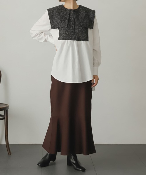 SENSE OF PLACE by URBAN RESEARCH(センスオブプレイスバイアーバンリサーチ)の「スクエアカラーツイードドッキングブラウス(シャツ/ブラウス・レディース・ホワイト系その他/ブラック系その他/オレンジ系その他・ONE)」の10枚目の写真