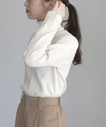 fredy emue | パールボタン リブタートル(Tシャツ/カットソー)