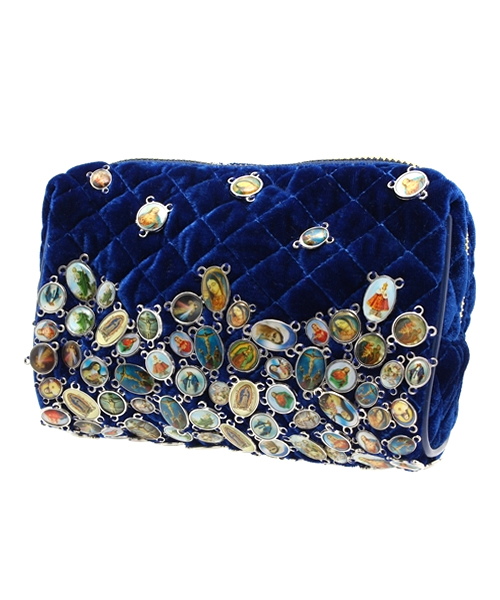 MHT ネイビー ベルベット ポーチ MATATABI（マタタビ）の「MATATABI / ベルベット バッジ ポーチ