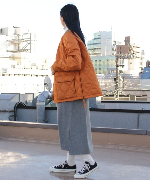 TAION(タイオン)の「TAION/タイオン ミリタリークルーネックオーバーカーディガン MILITARY CREWNECK OVER CARDIGAN 104PML-1(ダウンジャケット/コート・レディース・オレンジ/ブラック/オリーブ・L/XL)」の19枚目の写真