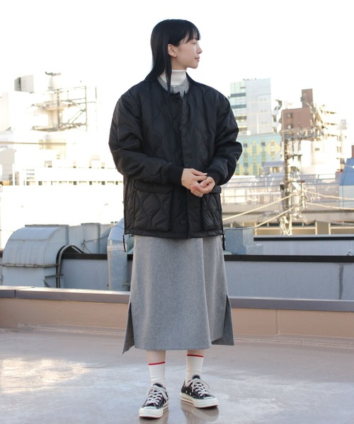 TAION(タイオン)の「TAION/タイオン ミリタリークルーネックオーバーカーディガン MILITARY CREWNECK OVER CARDIGAN 104PML-1(ダウンジャケット/コート・レディース・オレンジ/ブラック/オリーブ・L/XL)」の5枚目の写真
