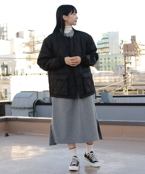 TAION(タイオン)の「TAION/タイオン ミリタリークルーネックオーバーカーディガン MILITARY CREWNECK OVER CARDIGAN 104PML-1(ダウンジャケット/コート・レディース・オレンジ/ブラック/オリーブ・L/XL)」の6枚目の写真