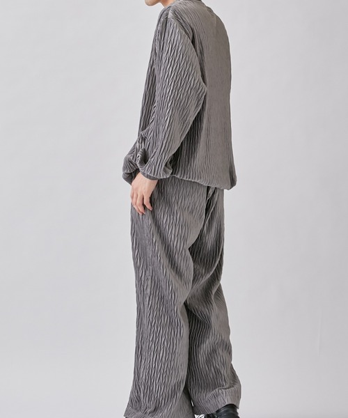 Lui's（ルイス）の「ベロアプリーツパンツ (セットアップ対応)（スラックス・メンズ・グレー/ブラック・FREE）」の7枚目の写真
