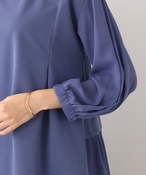 DRESKIP（ドレスキップ）の「◆【後ろ姿もキレイ見え】異素材切り替えトップス（Tシャツ/カットソー・レディース・ブラック/ブルー/ライトベージュ・02/03）」の8枚目の写真