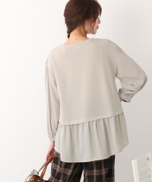 DRESKIP（ドレスキップ）の「◆【後ろ姿もキレイ見え】異素材切り替えトップス（Tシャツ/カットソー・レディース・ブラック/ブルー/ライトベージュ・02/03）」の22枚目の写真