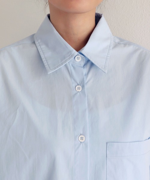 andme（アンドミー）の「選べる無地ストライプ長袖ロングシャツワンピース（シャツワンピース・レディース・ホワイト/サックスブルー/ホワイト×グリーン/ホワイト×ブルー/キャメル/ホワイト×パープル/ホワイト×ライトグレー・M/L）」の19枚目の写真