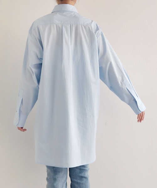 andme（アンドミー）の「選べる無地ストライプ長袖ロングシャツワンピース（シャツワンピース・レディース・ホワイト/サックスブルー/ホワイト×グリーン/ホワイト×ブルー/キャメル/ホワイト×パープル/ホワイト×ライトグレー・M/L）」の11枚目の写真