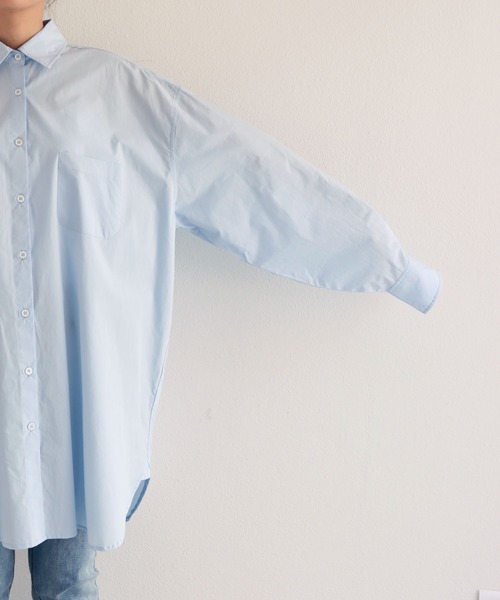 andme（アンドミー）の「選べる無地ストライプ長袖ロングシャツワンピース（シャツワンピース・レディース・ホワイト/サックスブルー/ホワイト×グリーン/ホワイト×ブルー/キャメル/ホワイト×パープル/ホワイト×ライトグレー・M/L）」の17枚目の写真