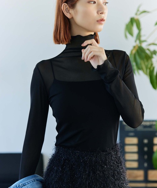 Edit Sheen（エディットシーン）の「ハイネックメロウシアートップス（Tシャツ/カットソー・レディース・ブラック/チャコールグレー/ホワイト・M）」の17枚目の写真