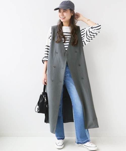 JOURNAL STANDARD relume（ジャーナルスタンダード　レリューム）の「《追加2》TRストレッチダブルボタンジャンパースカート（ワンピース・レディース・ブラック/チャコールグレー・FREE）」の2枚目の写真