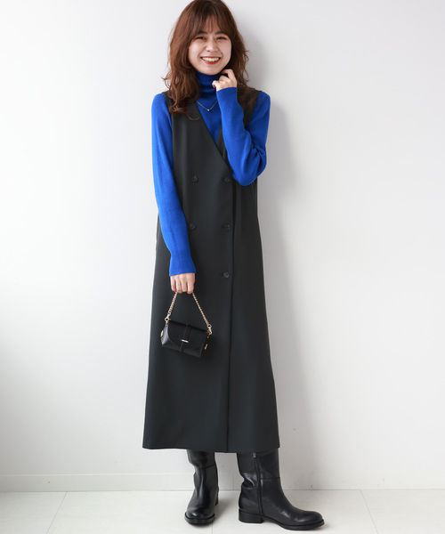 JOURNAL STANDARD relume（ジャーナルスタンダード　レリューム）の「《追加2》TRストレッチダブルボタンジャンパースカート（ワンピース・レディース・ブラック/チャコールグレー・FREE）」の3枚目の写真