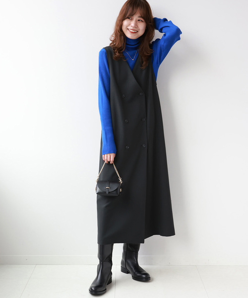 JOURNAL STANDARD relume（ジャーナルスタンダード　レリューム）の「《追加2》TRストレッチダブルボタンジャンパースカート（ワンピース・レディース・ブラック/チャコールグレー・FREE）」の4枚目の写真