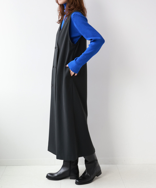 JOURNAL STANDARD relume（ジャーナルスタンダード　レリューム）の「《追加2》TRストレッチダブルボタンジャンパースカート（ワンピース・レディース・ブラック/チャコールグレー・FREE）」の6枚目の写真