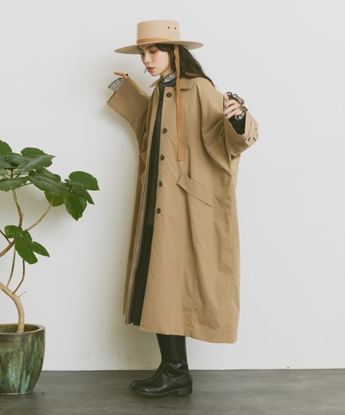 Libra Cue（リブラ キュー）の「オーバールーズステンカラーコート（ステンカラーコート・レディース・ブラック/ベージュ・FREE）」の20枚目の写真