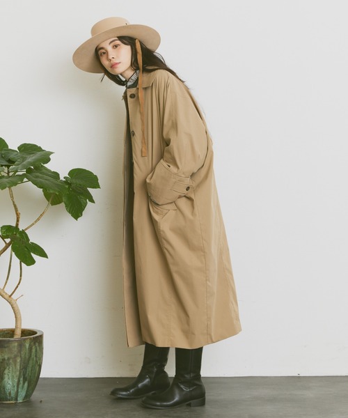 Libra Cue（リブラ キュー）の「オーバールーズステンカラーコート（ステンカラーコート・レディース・ブラック/ベージュ・FREE）」の21枚目の写真